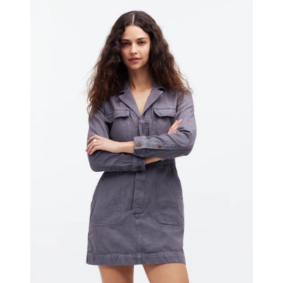 Madewell MN Dye Studio Denim Patch Pocket Mini Dress US Women's M New - Picture 1 of 9